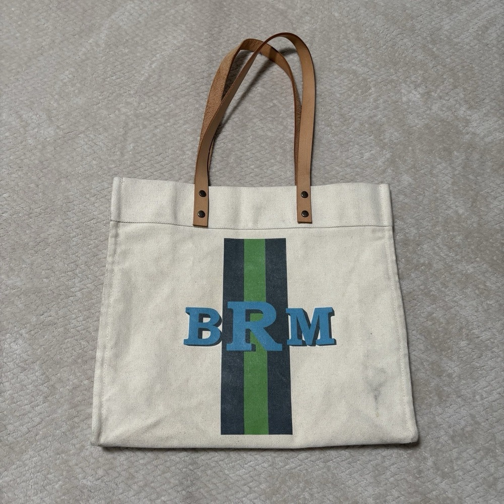 Parker Thatch Beige‎ Canvas Tote Leather Handle Shoulder Bag Magnetic Close